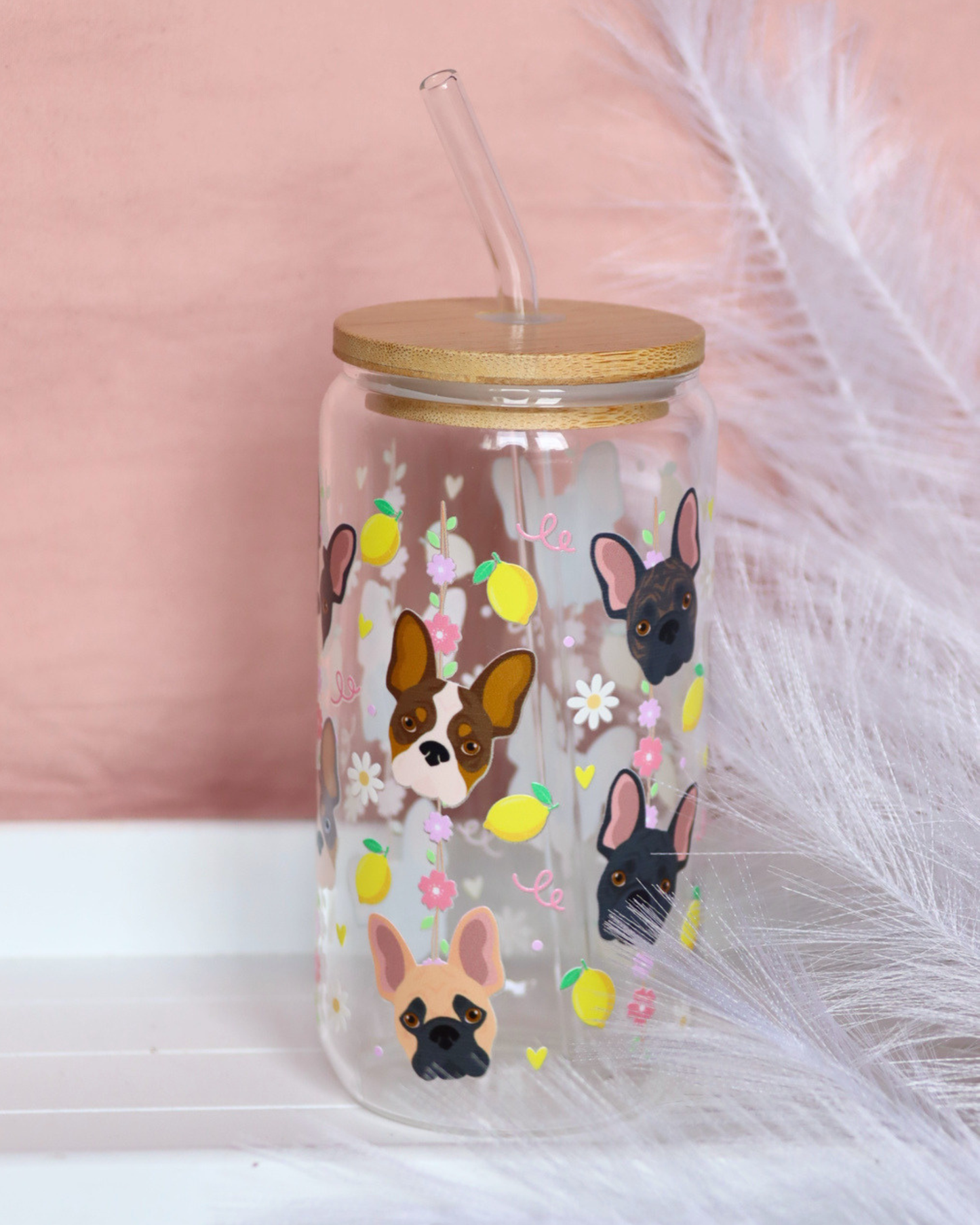 French Bulldog Lemon Picnic Glass Cup