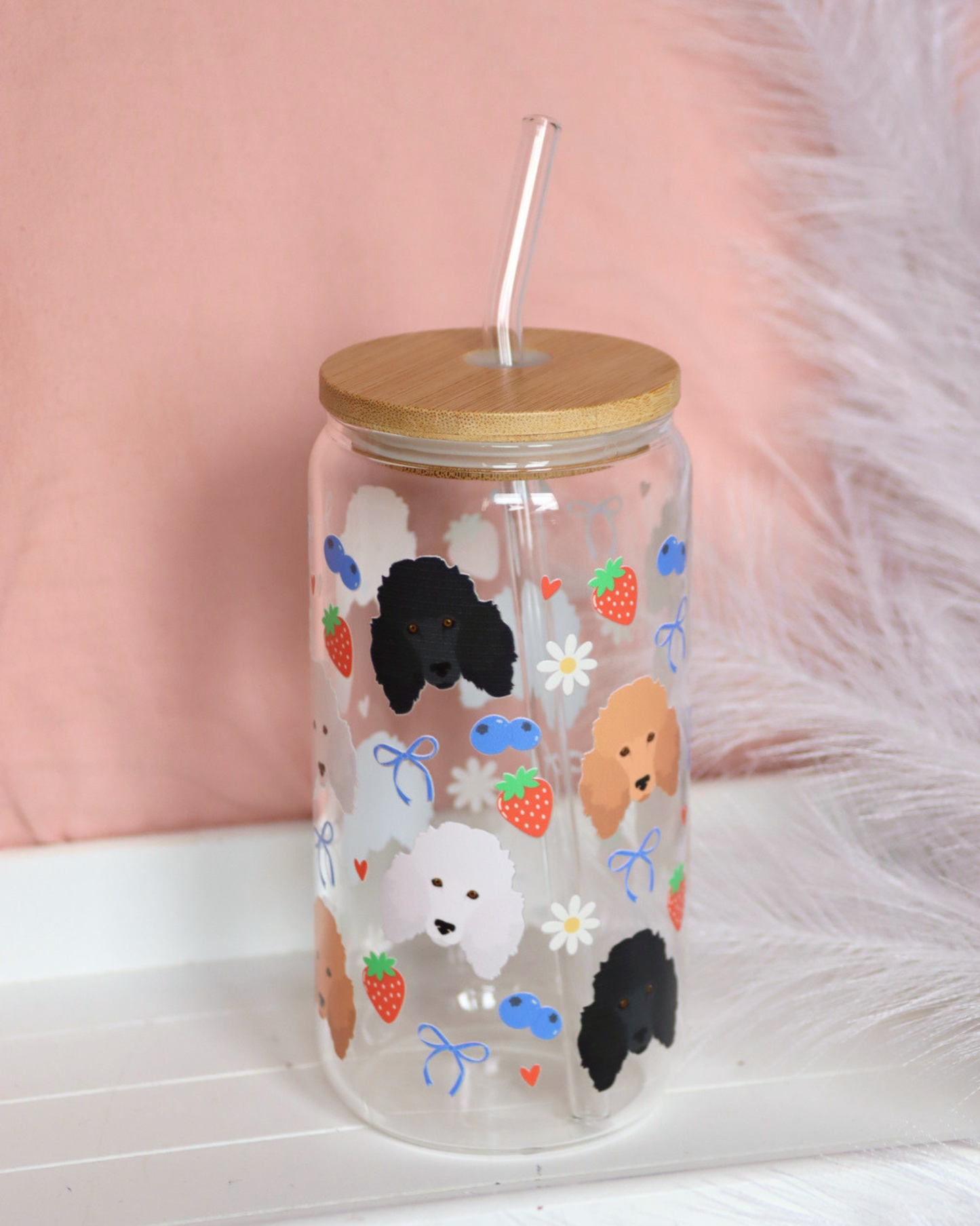 Poodle Berry Dream Glass Cup