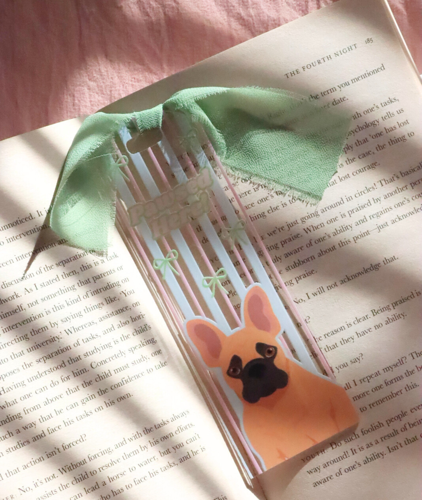 Pawsed Here French Bulldog Acrylic Bookmark