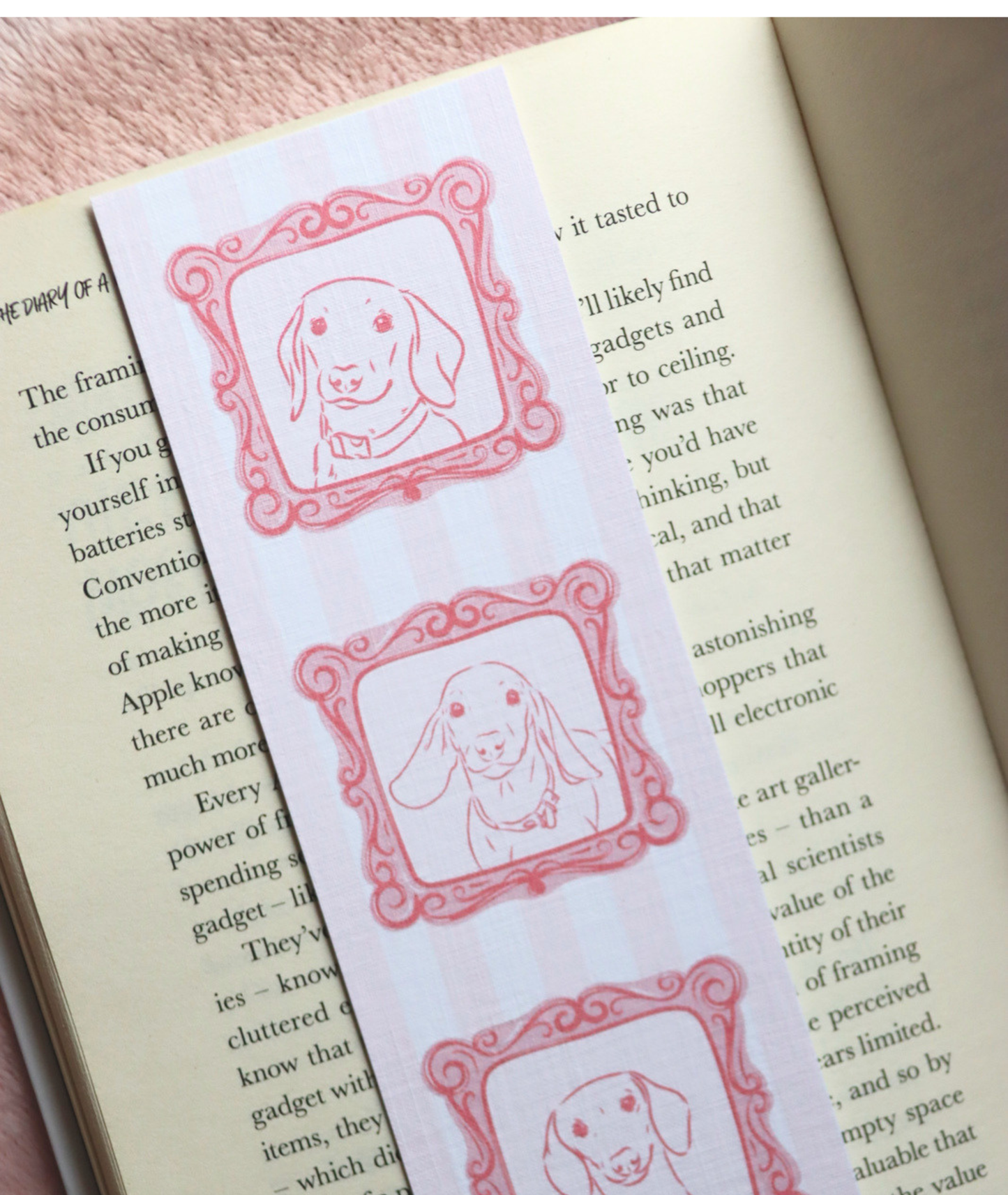 Dachshund Sketch Pink Fairtytale Frame Bookmark