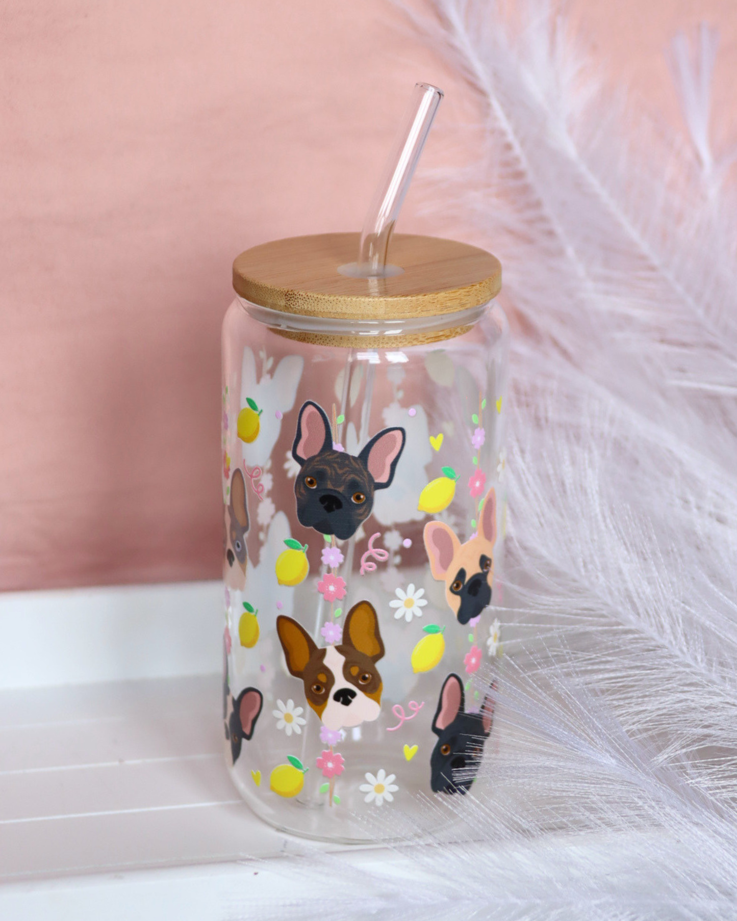 French Bulldog Lemon Picnic Glass Cup