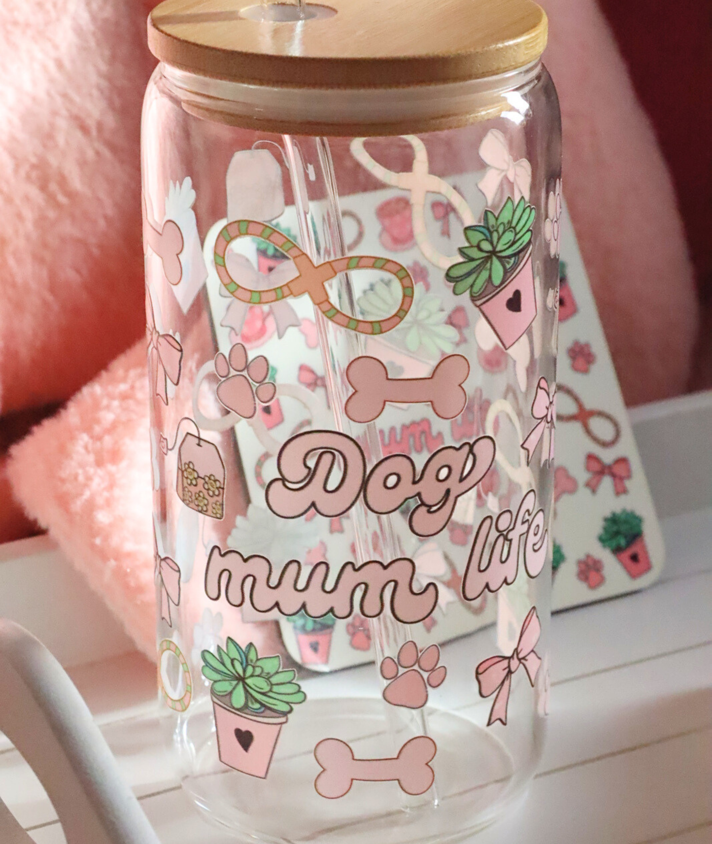 Dog Mum Life Glass Cup