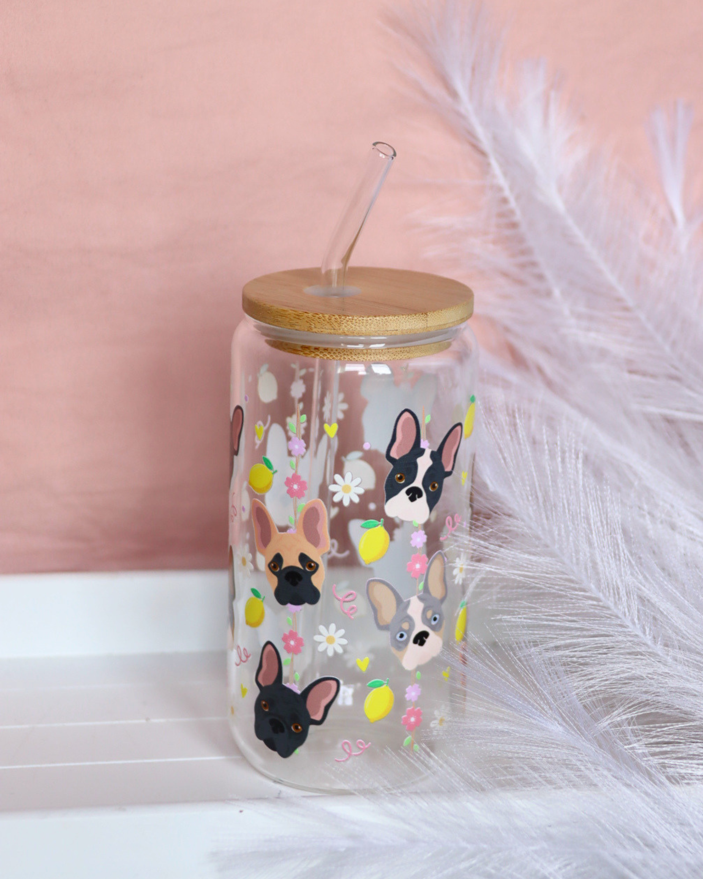 French Bulldog Lemon Picnic Glass Cup