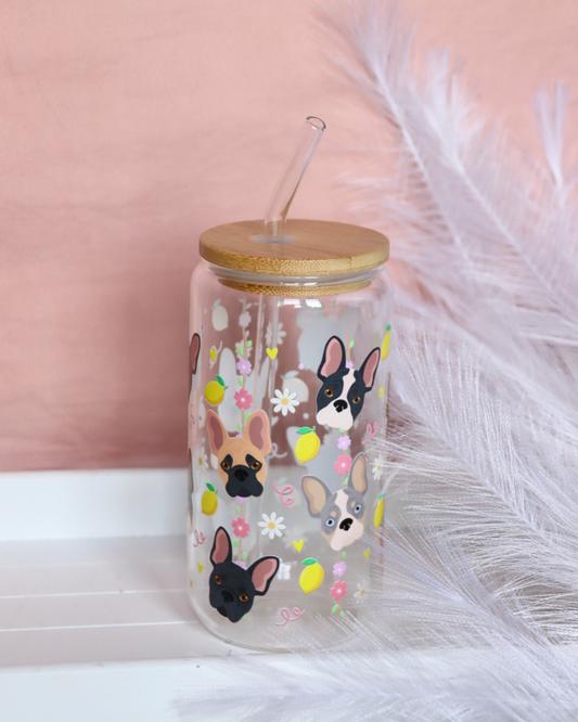 French Bulldog Lemon Picnic Glass Cup