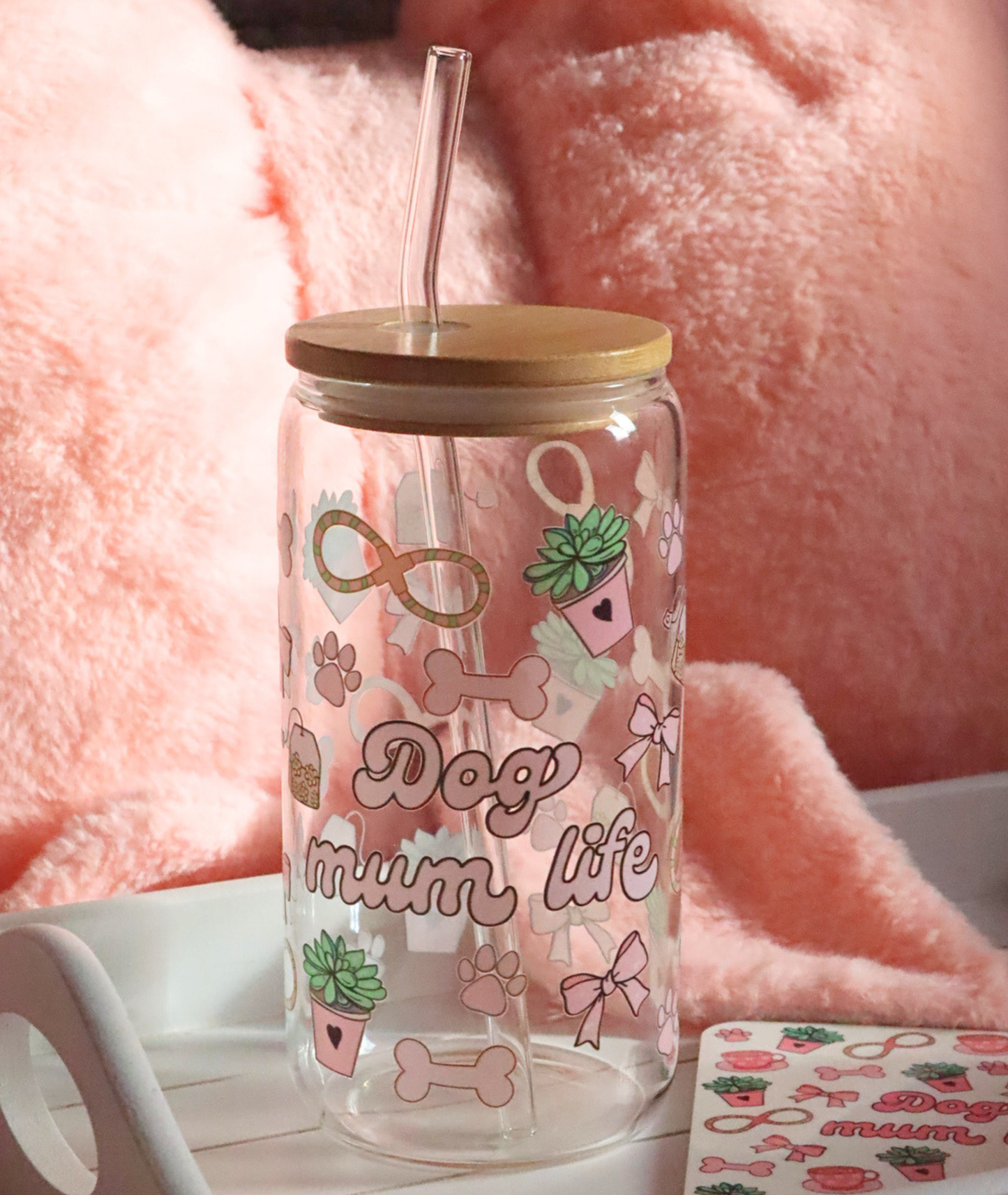 Dog Mum Life Glass Cup