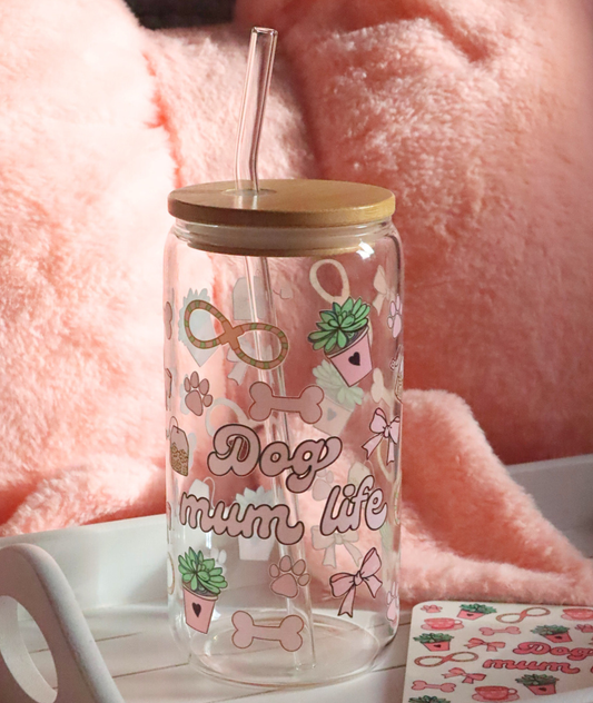 Dog Mum Life Glass Cup
