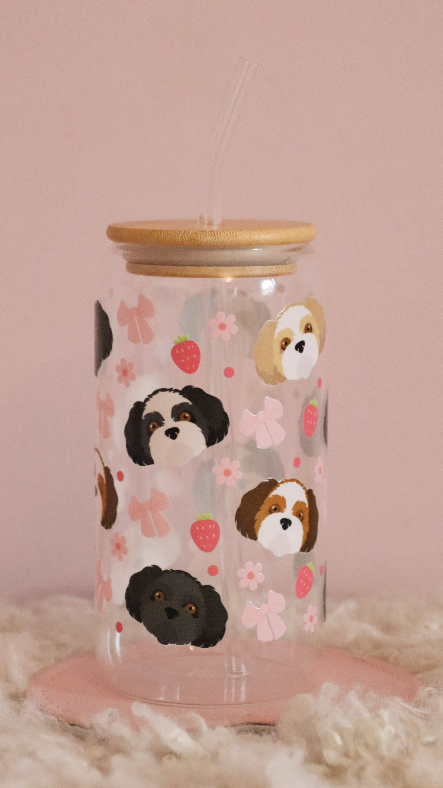 Shih Tzu Pink Strawberry Bows