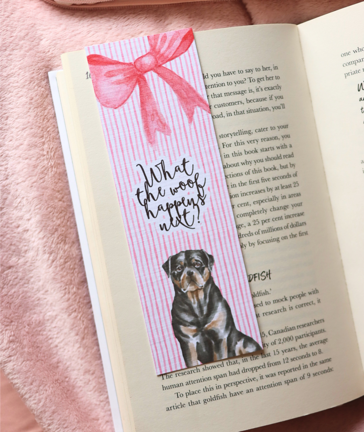 What the Woof Happens Next? Linen Bookmark – Multiple Dog Breeds