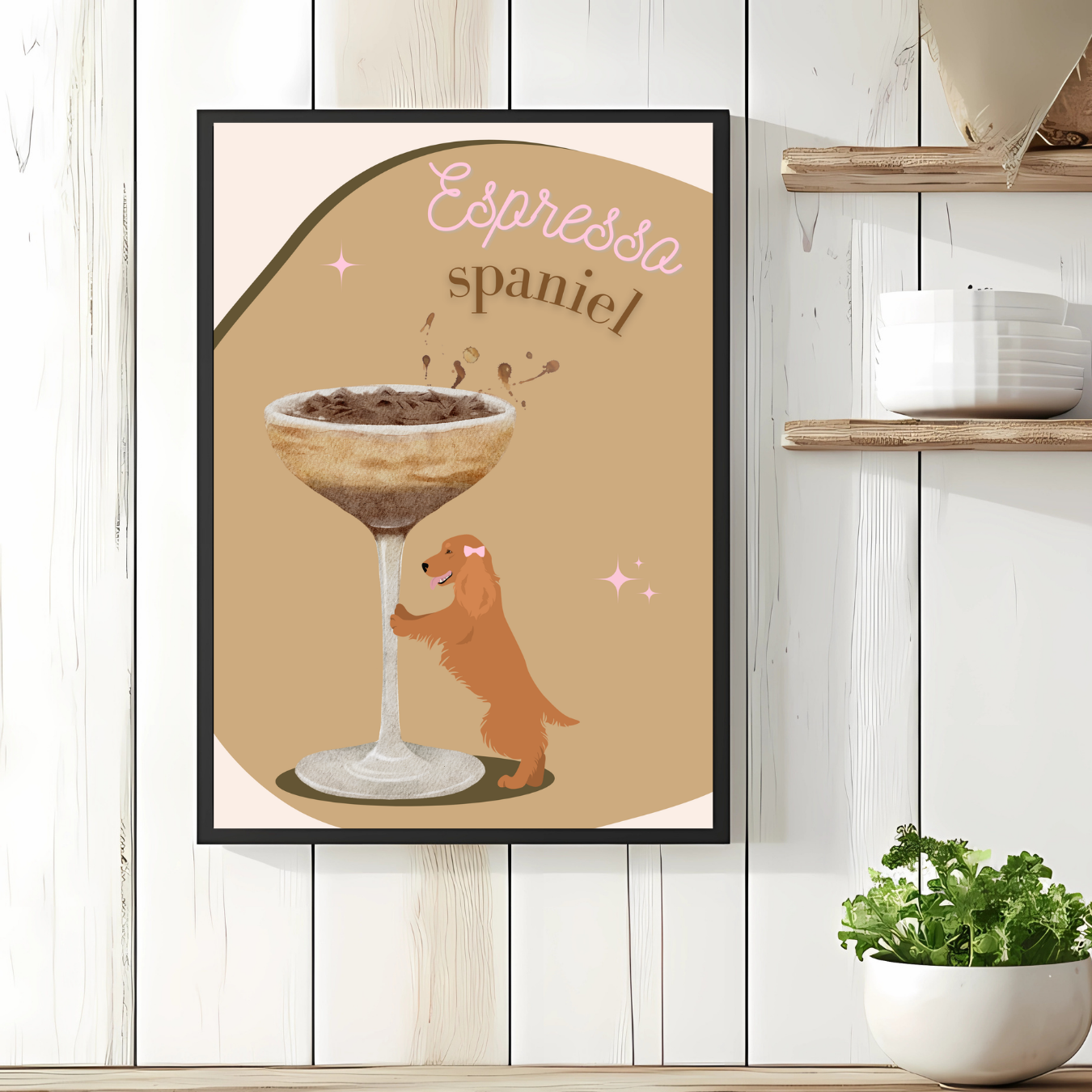 Espresso Spaniel Print