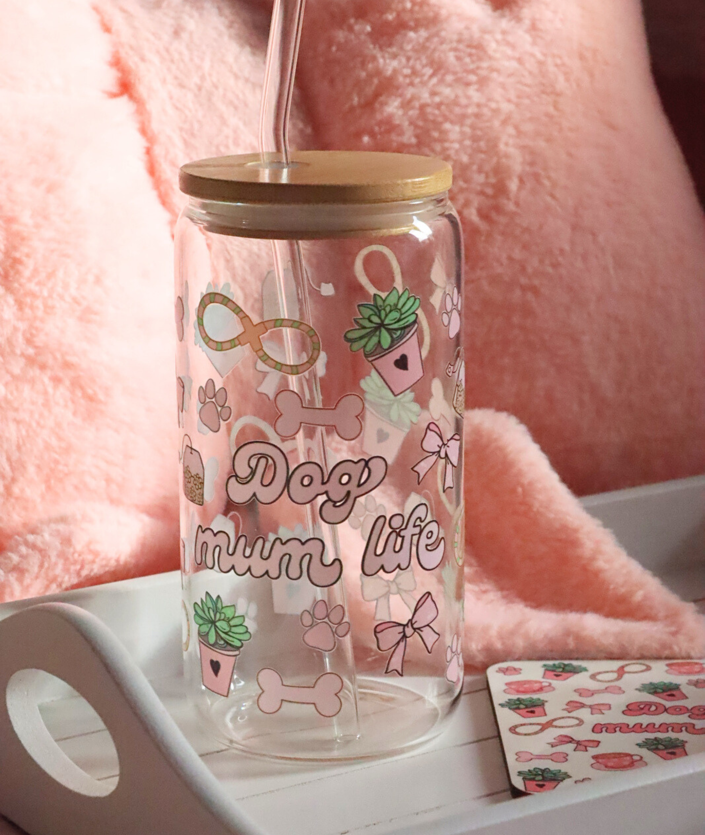 Dog Mum Life Glass Cup