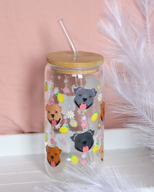 Staffordshire Bull Terrier Lemon Picnic Glass Cup