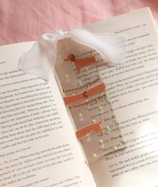 Loooong Book & a Loooong Dog Dachshund Acrylic Bookmark