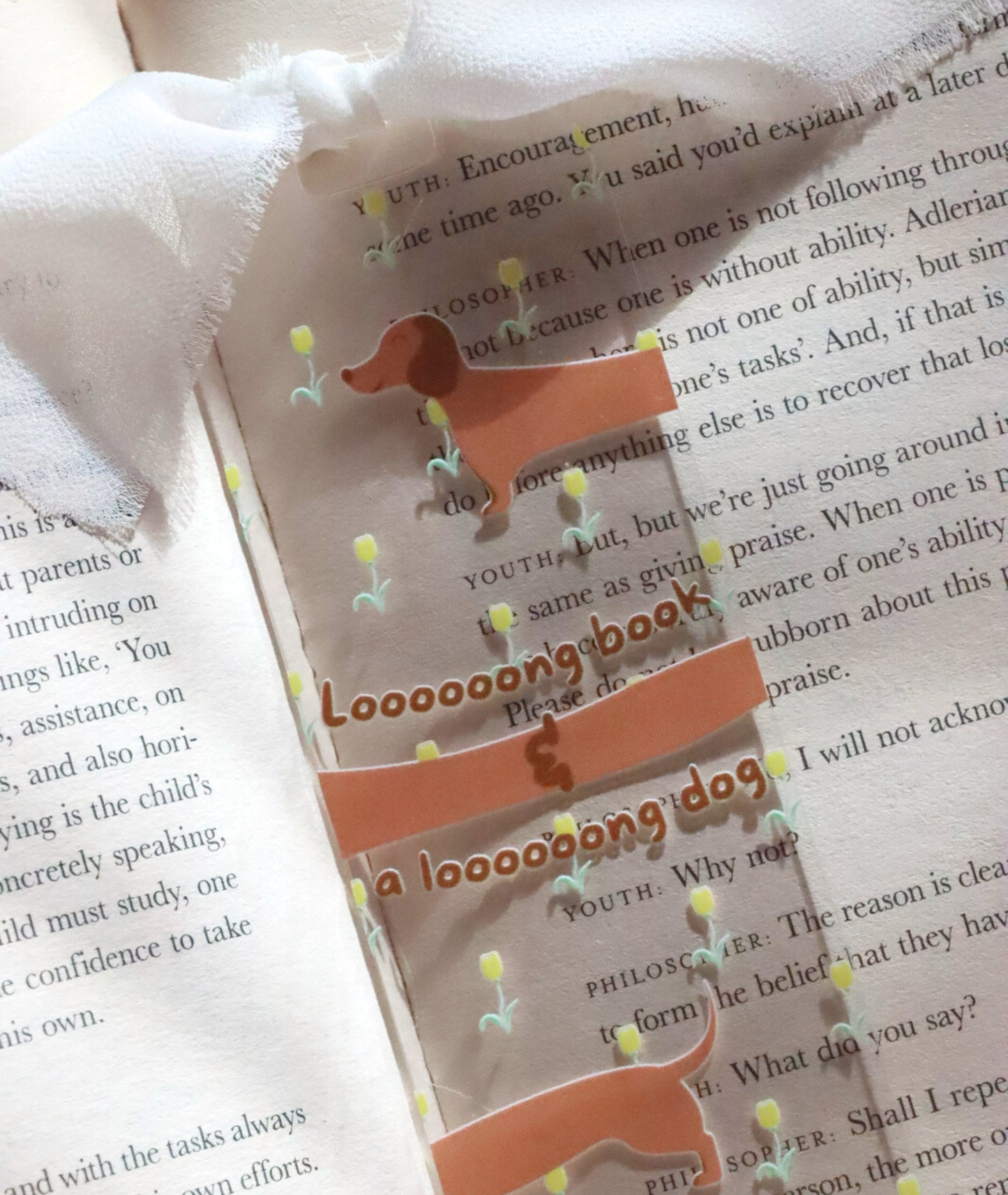 Loooong Book & a Loooong Dog Dachshund Acrylic Bookmark