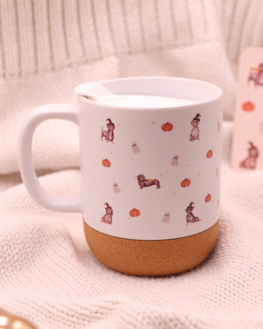 Witchy Dachshunds - 13oz Coffee Mug with Cork Base & Lid