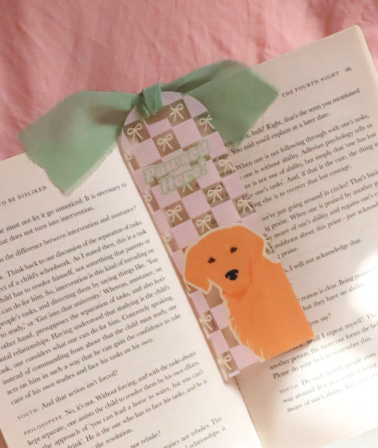Pawsed Here Golden Retriever Acrylic Bookmark