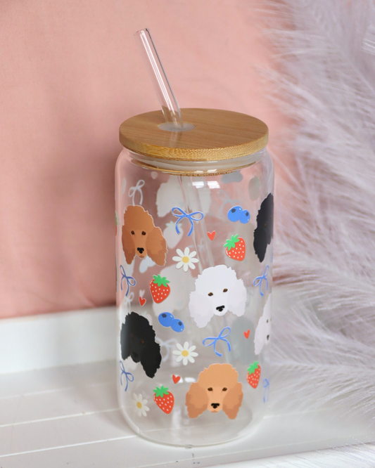 Poodle Berry Dream Glass Cup