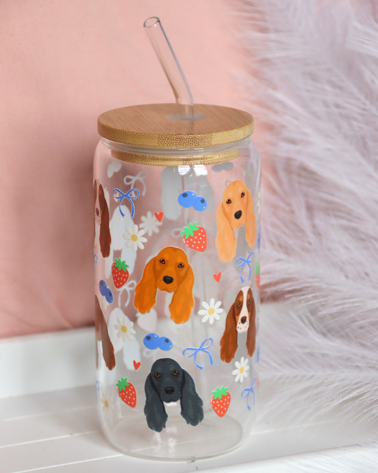 Cocker Spaniel Berry Dream Glass Cup