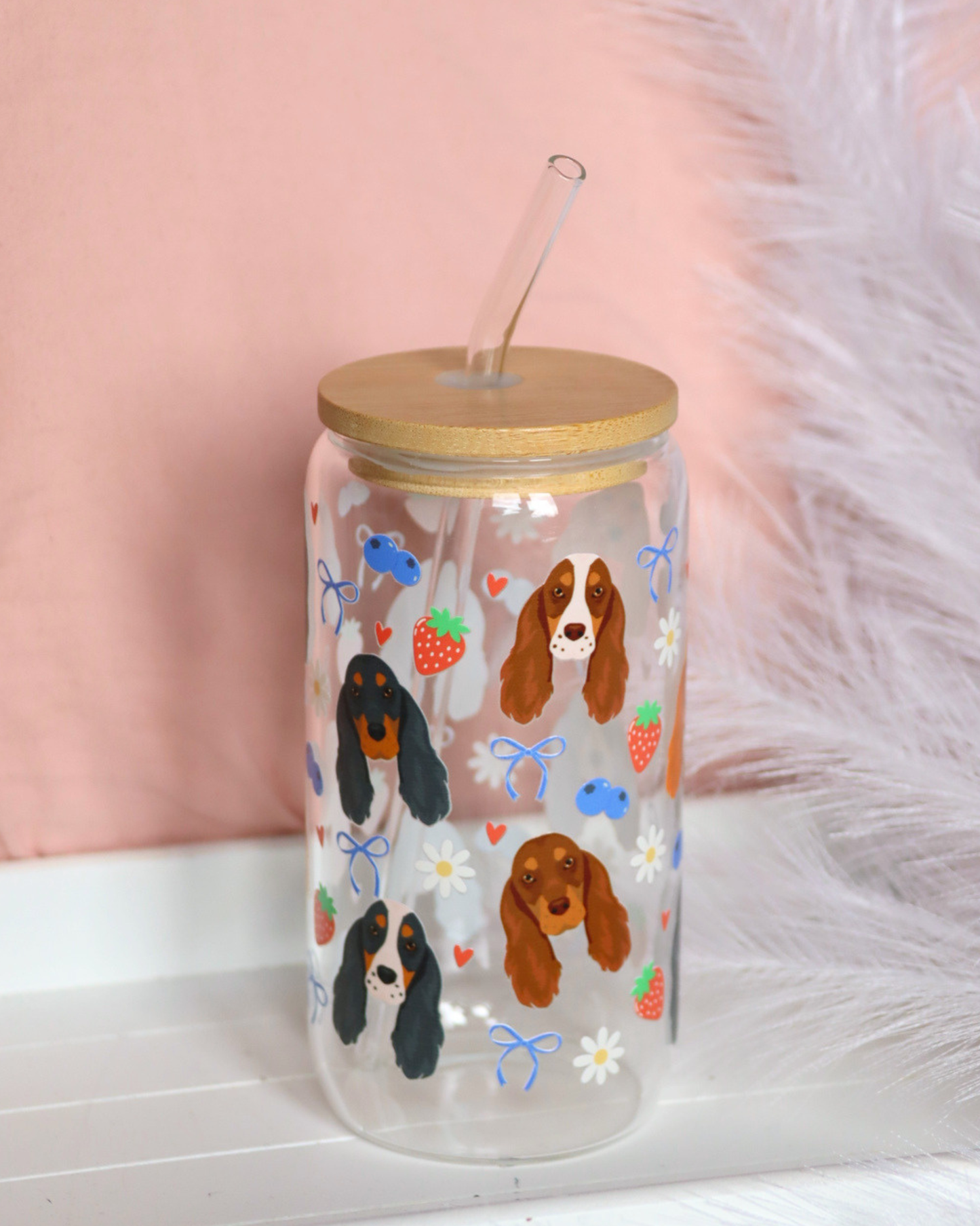 Cocker Spaniel Berry Dream Glass Cup