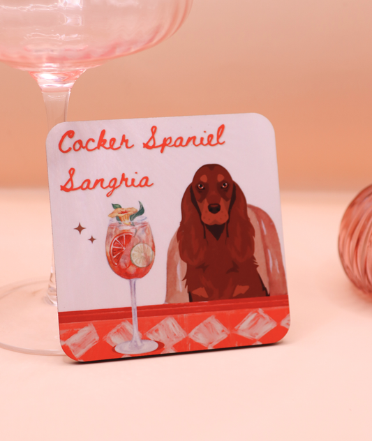 Cocker Spaniel Sangria Coaster (Custom Fur Coat)