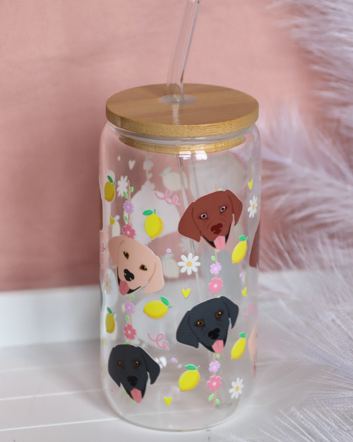 Labrador Lemon Picnic Glass Cup