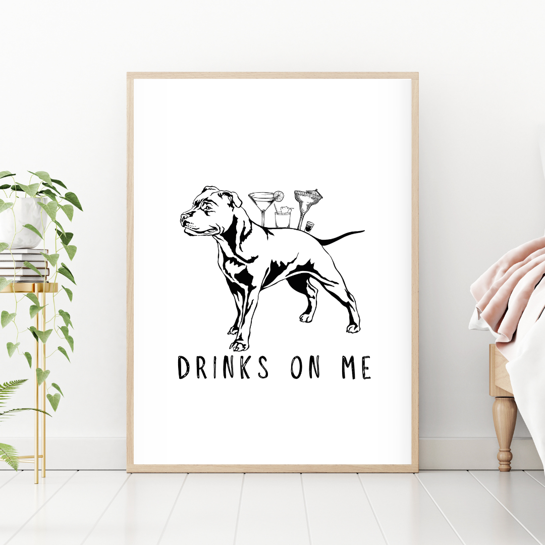Staffordshire Terrier Drinks On Me