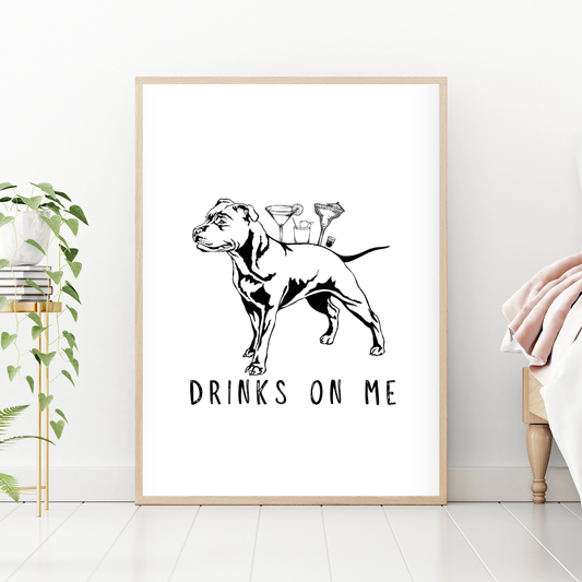 Staffordshire Terrier Drinks On Me