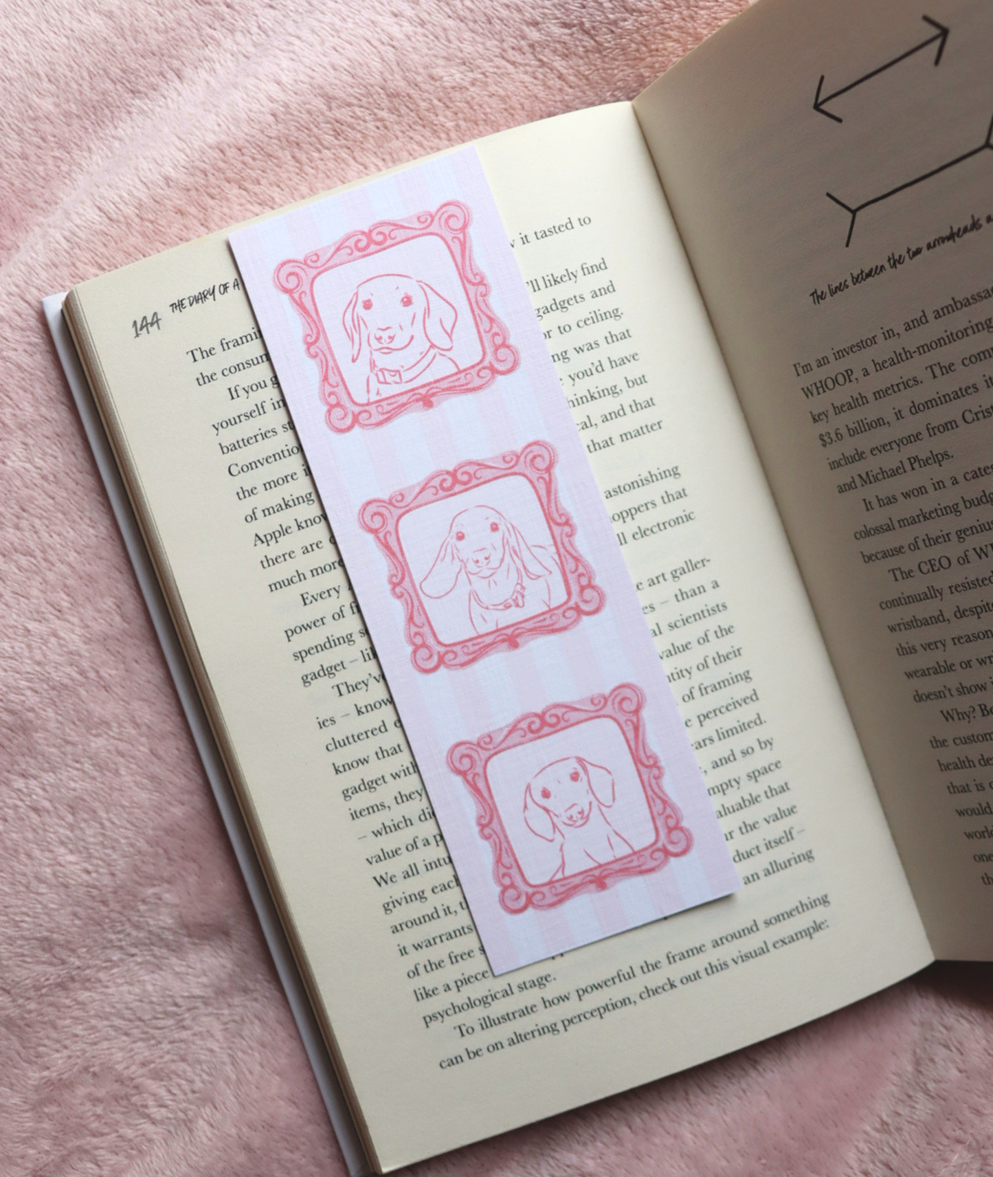 Dachshund Sketch Pink Fairtytale Frame Bookmark