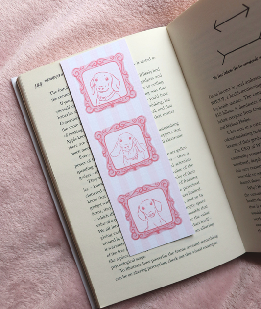 Dachshund Sketch Pink Fairtytale Frame Bookmark