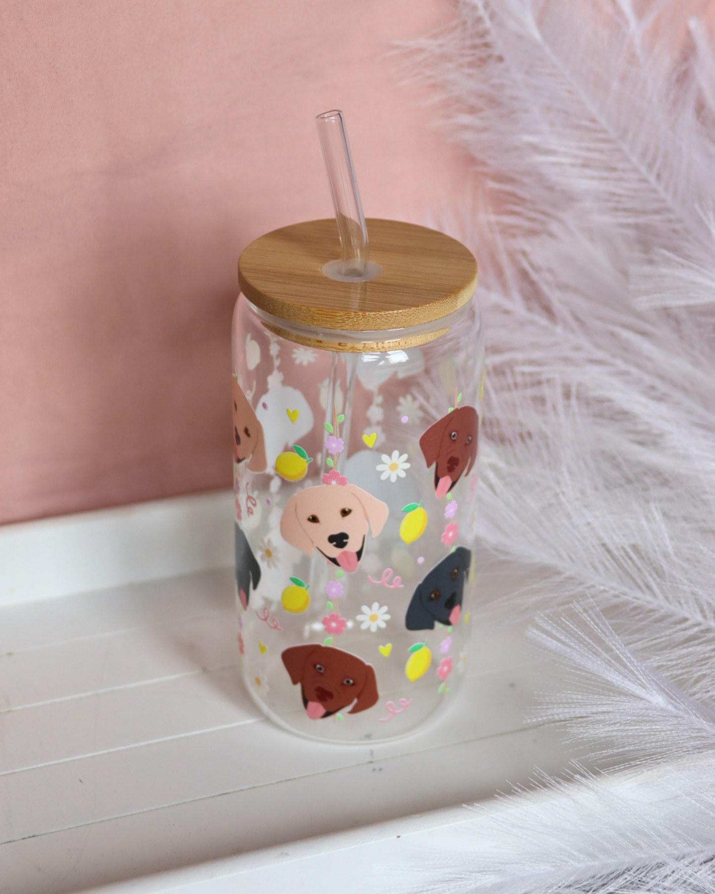Labrador Lemon Picnic Glass Cup