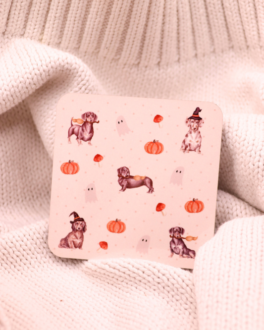Spooky Dachshunds & Pumpkins Coaster