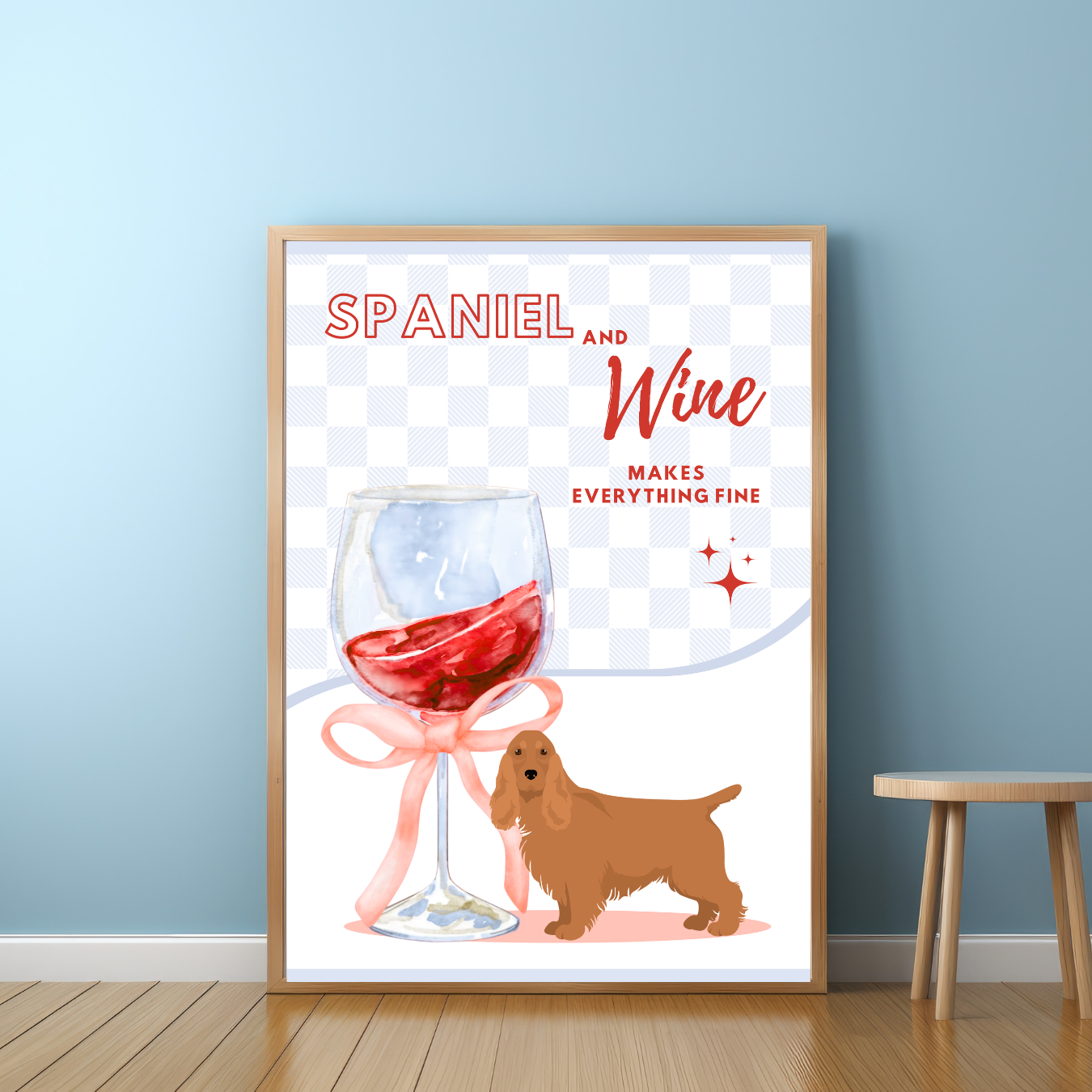 Cocker Spaniel & Wine Print