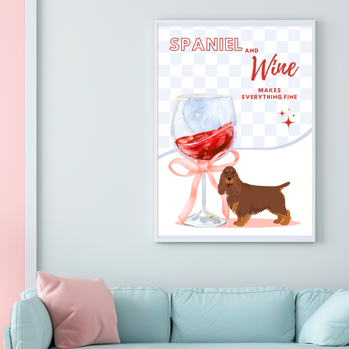 Cocker Spaniel & Wine Print