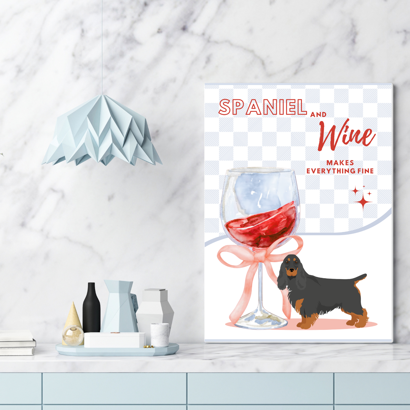 Cocker Spaniel & Wine Print