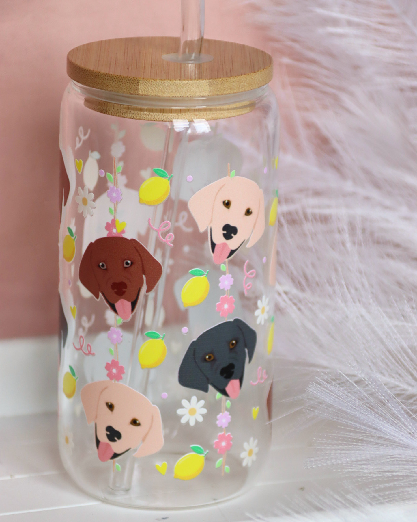 Labrador Lemon Picnic Glass Cup