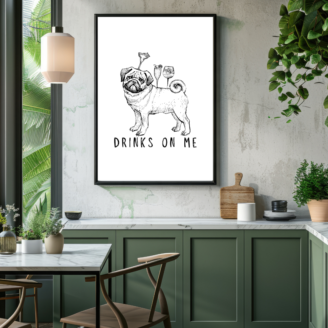 Pug Drinks On Me