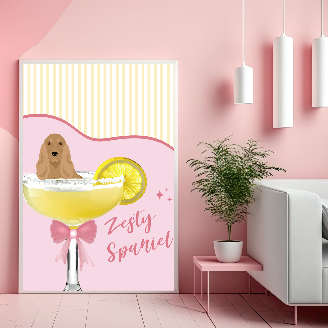 Zesty Spaniel Lemon Print