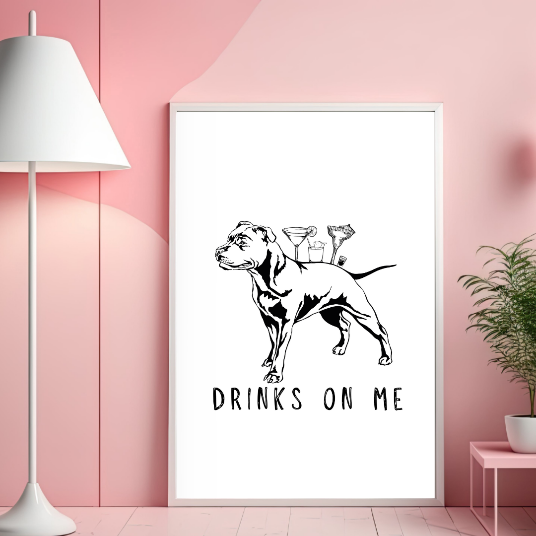 Staffordshire Terrier Drinks On Me