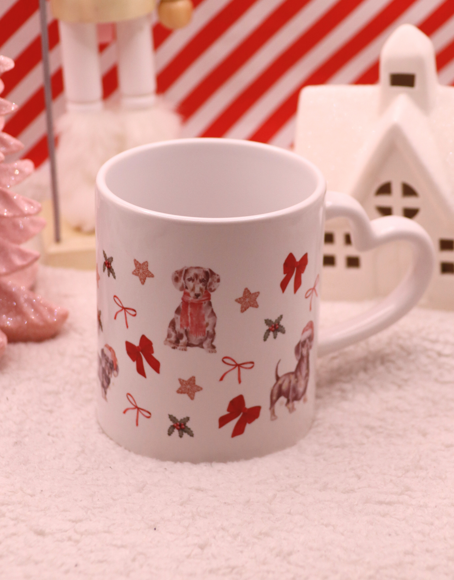 Dachshund Bow Christmas Mug