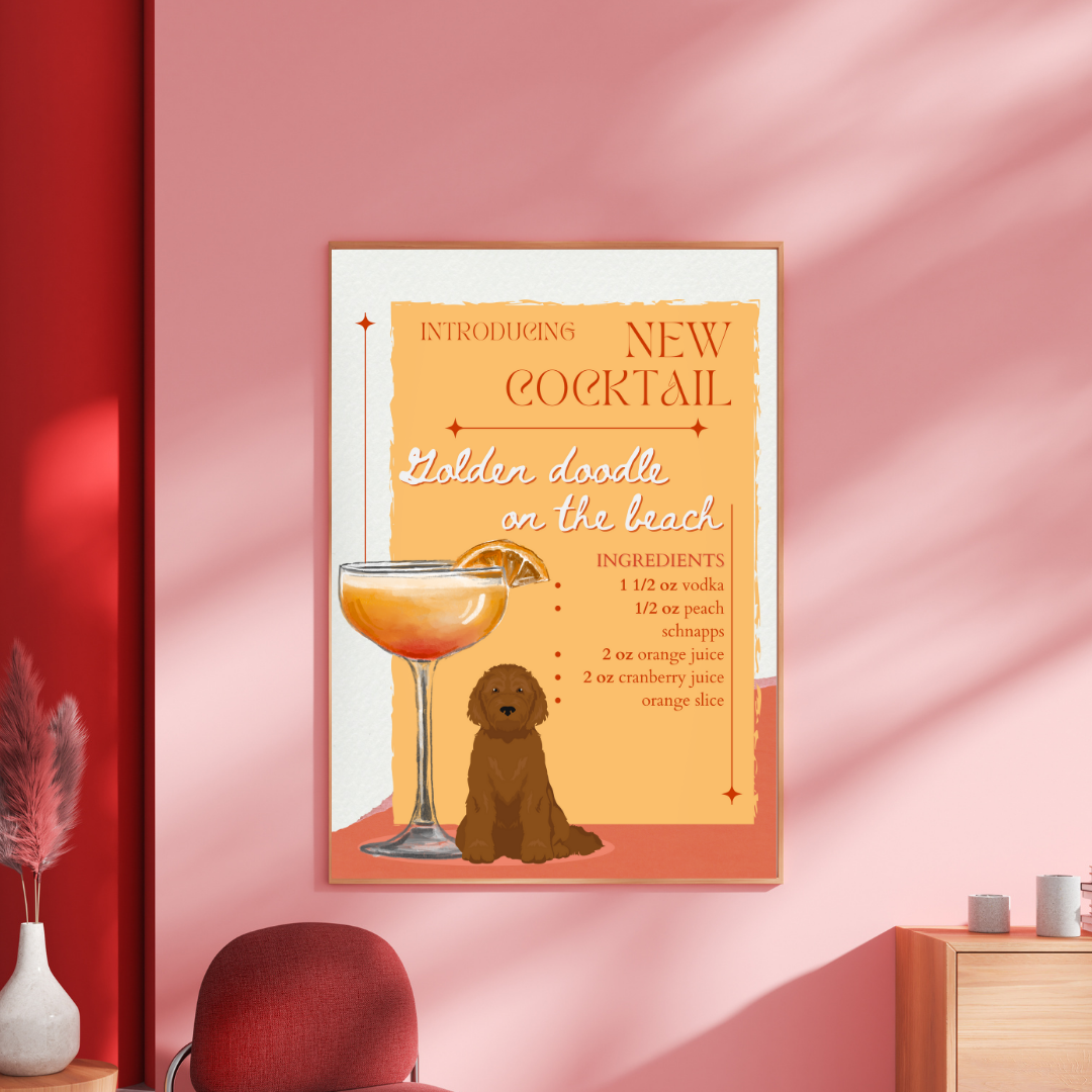 Golden Doodle On The Beach Poster