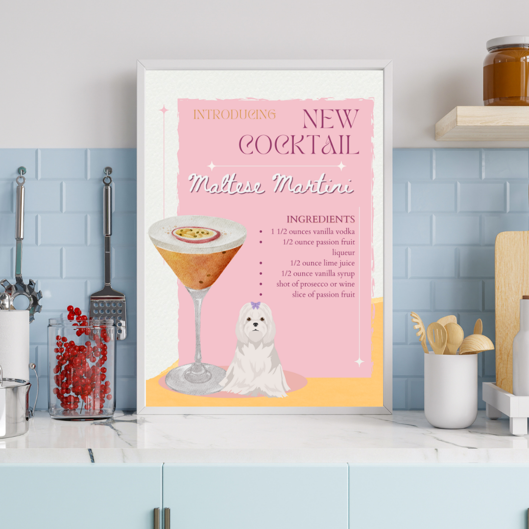 Maltese Martini Poster