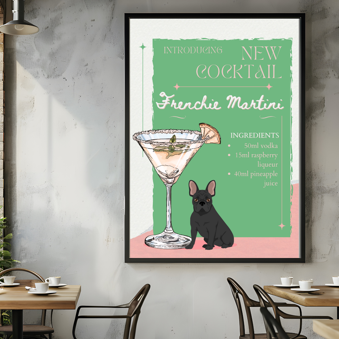 Frenchie Martini Poster