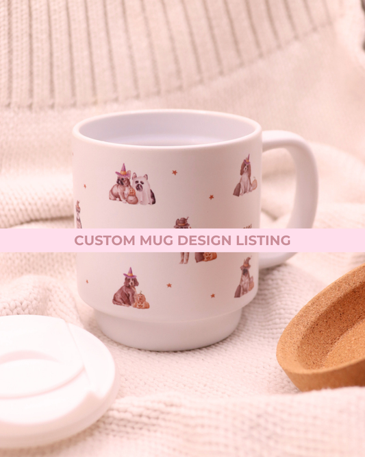 Custom Mug Listing - 13oz Coffee Mug with Cork Base & Lid